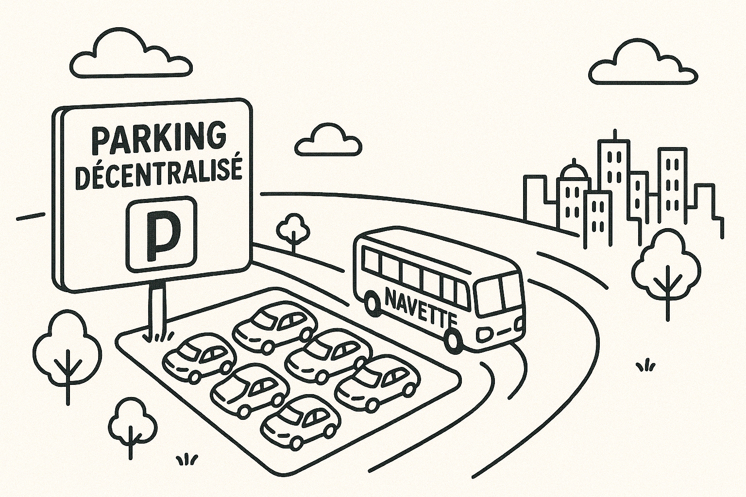 illustration parking avec navette